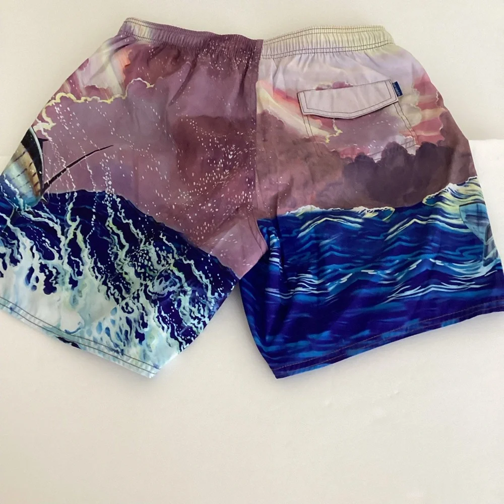 Guy Harvey Santigold Swim Trunks Men’s Size Medium Multi Color Old Man And Sea